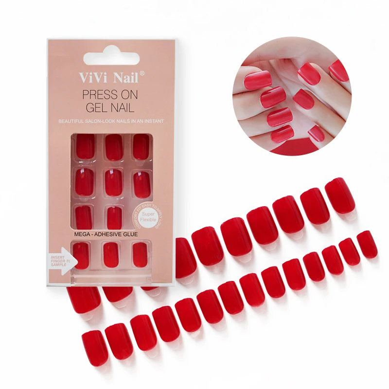 ROSALIND manicure 24pcs/lot multicolor press on false nails tips kits wholesale artificial acrylic fake nails set with nail file