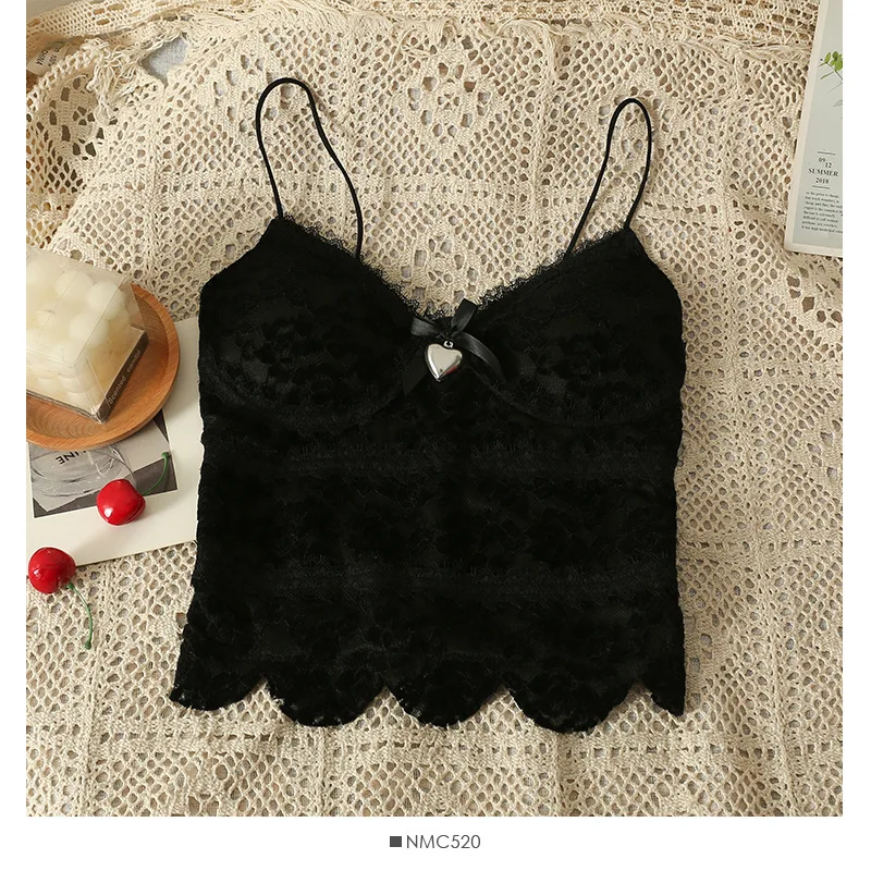 New design  lace cami top sexy beauty bow  crop Tank top modal soft  halter  for women