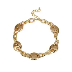 handmade Pig nose buckle thick chain collar single-layer geometric gold Choker necklace