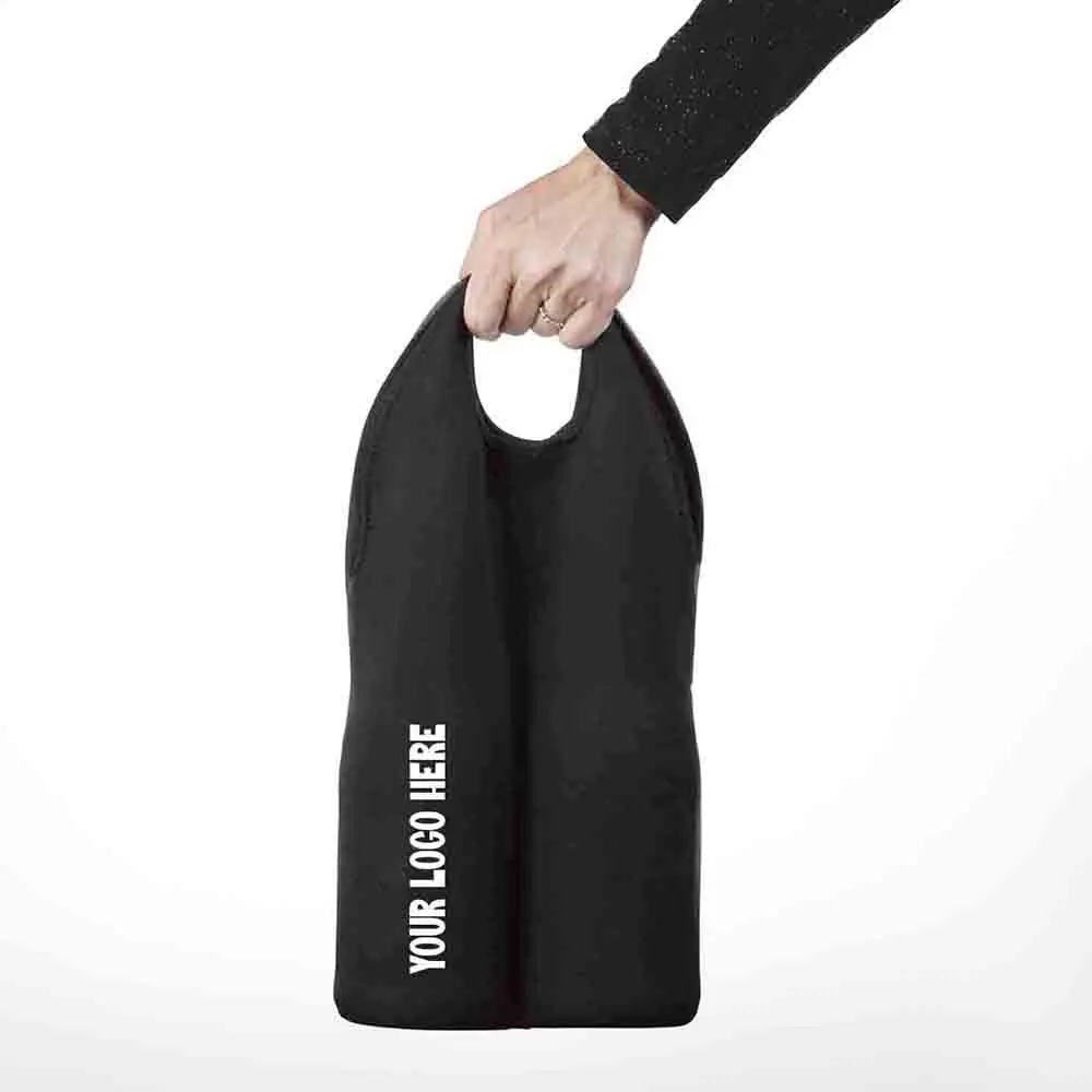 Custom Wholesales LOGO Print Soft Insulated Black Neoprene Bag Outdoor Lunch Tote Cooler Bag Neoprene Wine Bag For Wine Bottles
