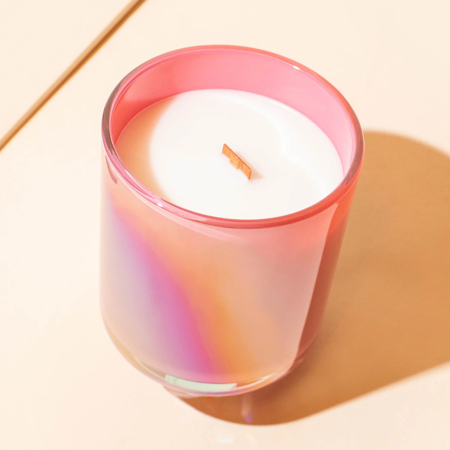 Fashion Custom Design Luxury Iridescent Rainbow Empty Glass Candle Jar Scented Color Glass Jars Candle With Lid