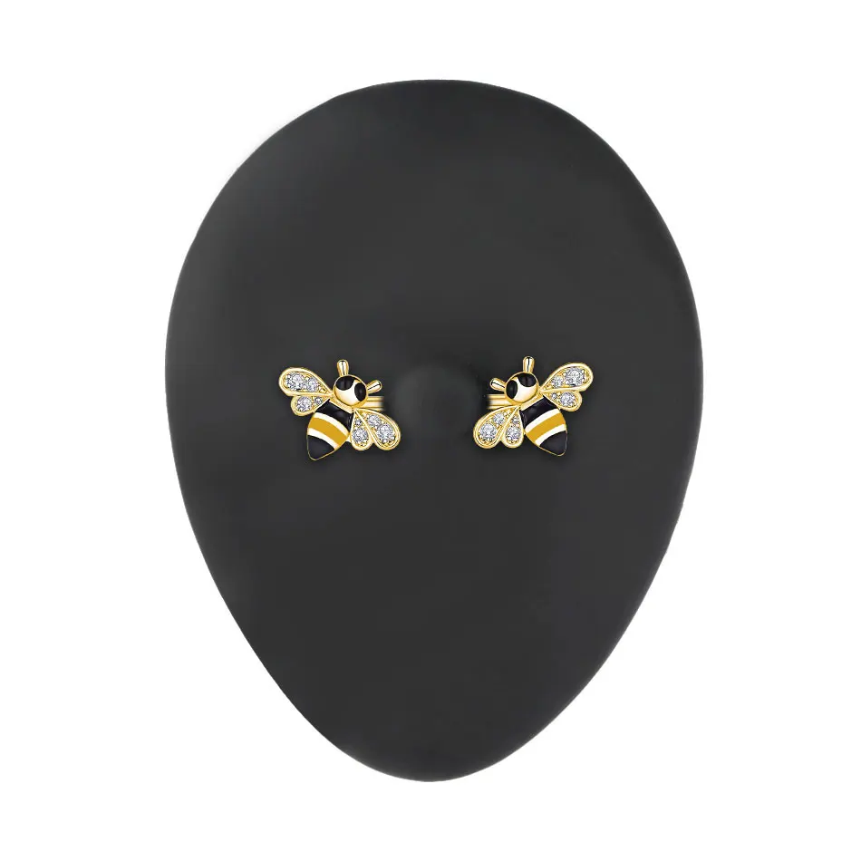Stainless Steel Nipple Tongue Rings Bee Barbell Yellow Nipple Piercing Jewelry Body Retainer 14G