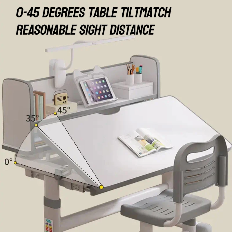 Student Table and Chair Set Adjustable Student Table with Keyboard Tray Pull Lifting