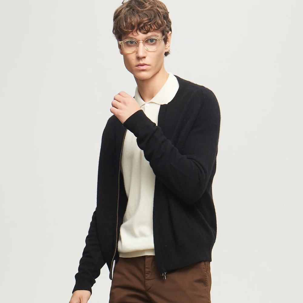 Manufacturer long sleeves Knit wool cashmere fabric cardigan sweater warm jacket cashmere