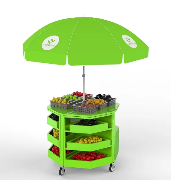 New design Outdoor street sale pop up metal folding fruit vending cart trolley stall
