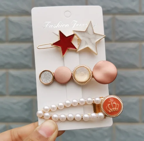hot selling pearl diamond crystal hair clips hair pins sets summer classic heart star flower hairclips Barrettes hair ornament.png