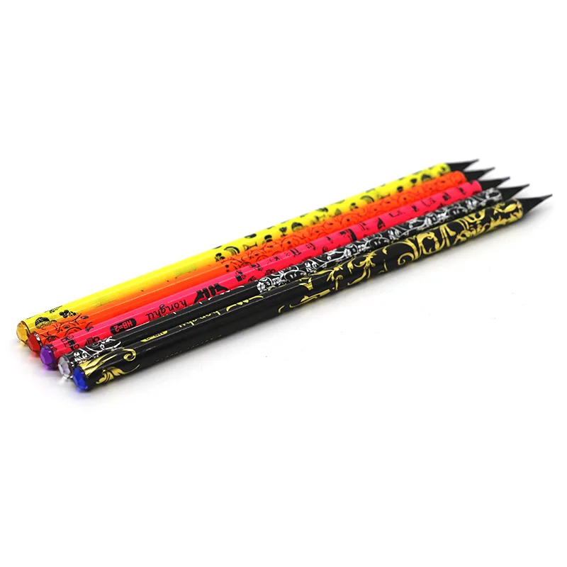 HB Heat Transfer Pencil Neon Heat Transfer with Diamond Black Hexagon Cup Packing