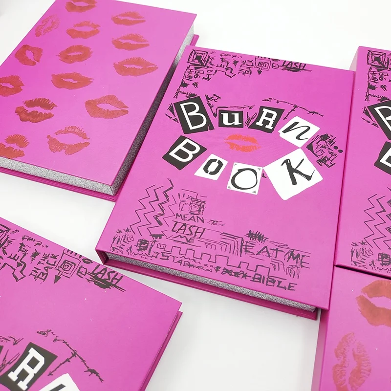 private label  wholesale customize pink 3 pairs of eyelashes book 25mm 3d mink strip lashes packaging box book vendor