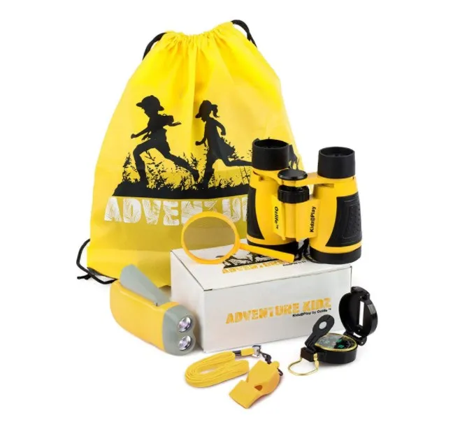 Adventure Kidz Outdoor Exploration Kit, Backpack, Binoculars, Magnifying Glass, Lensatic Compass, Whistle for Boys girls