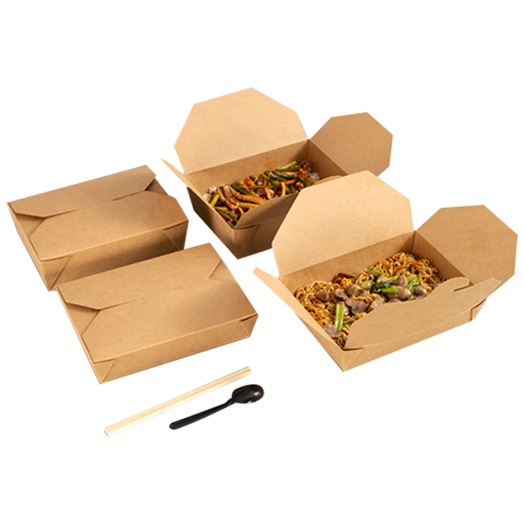 Custom printing wholesale Kraft food packaging boxes takeaway fast food cartons