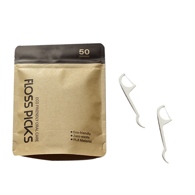 Eco Friendly Y Shape Organic Oral Gum Abrasive Ultra Fine Long Handle PLA Toothpick Private Label Dental Floss Pick