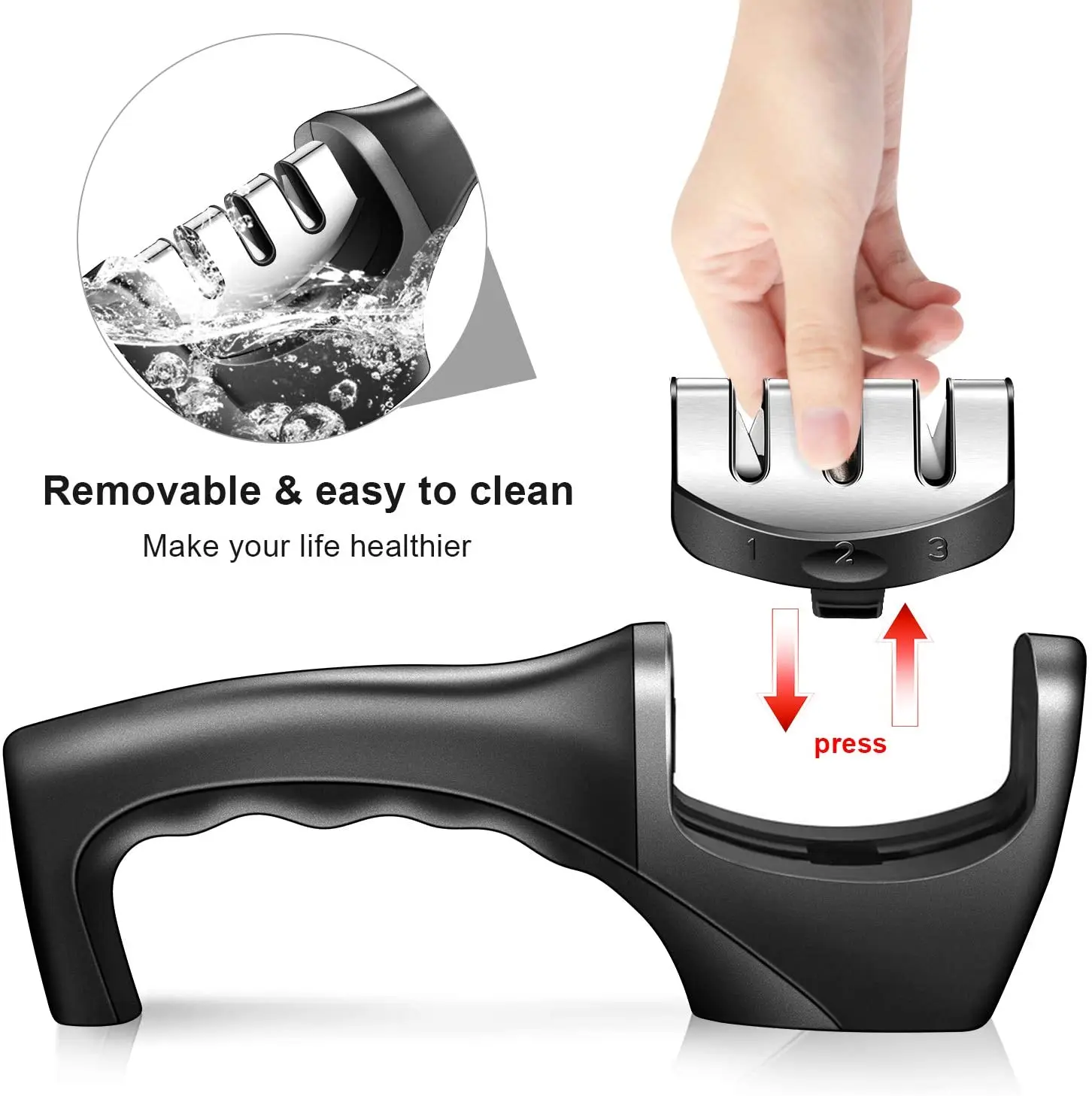 Premium 4-in-1 Kitchen Knife Accessories 3-Stage Knife Sharpener Helps Repair, Restore, Polish Blades and Cut-Resistant Glove