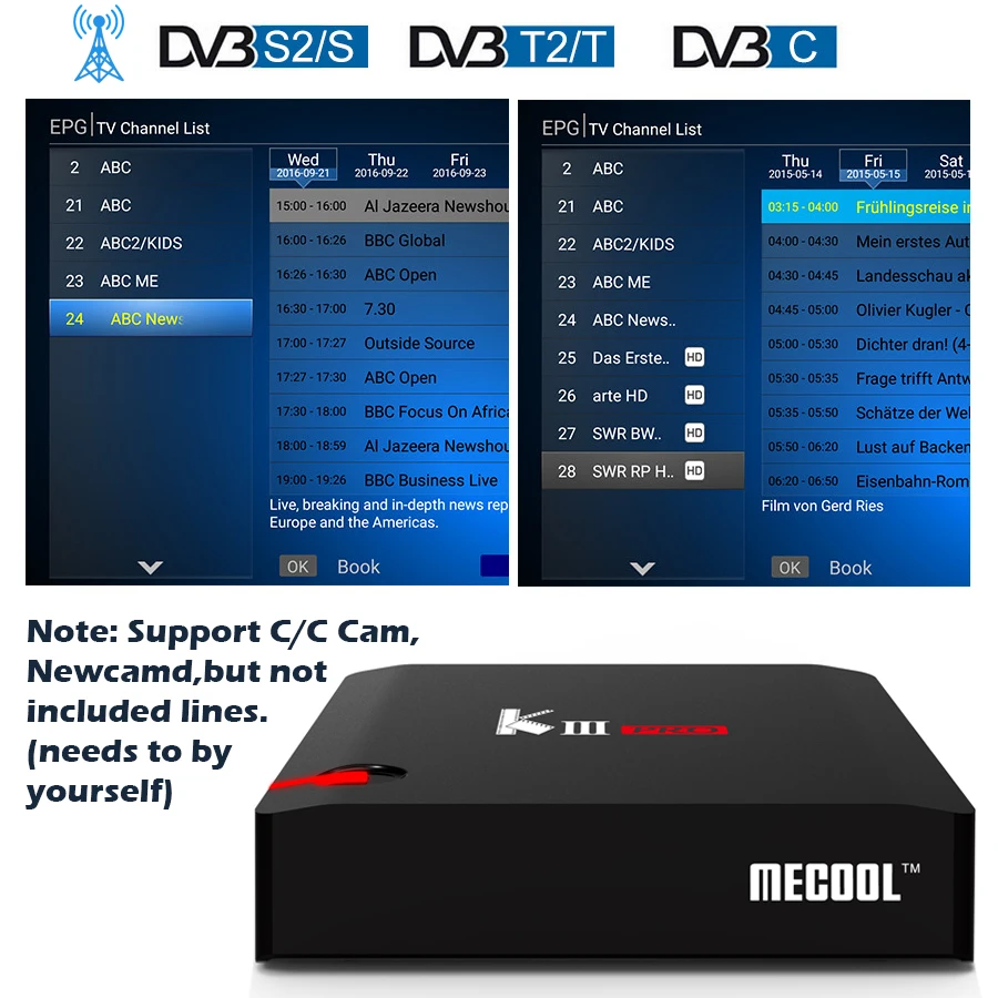  MECOOL KIII Pro Amlogic S912 гибридная ТВ-приставка DVB S2 T2 2 4G + 5G двухдиапазонный WiFi BT 4 0 медиаплеер 4K спутниковый