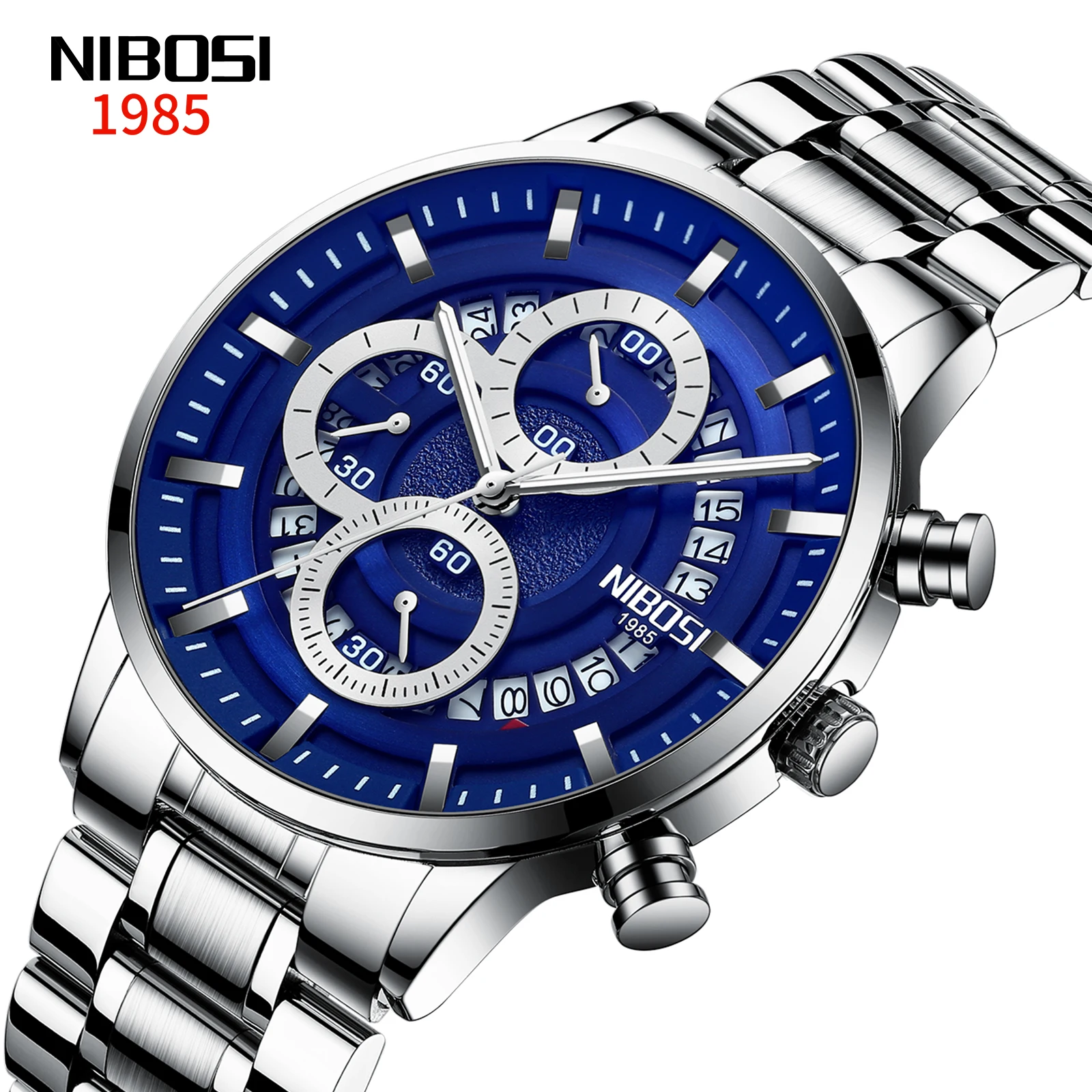 Luxury Watch Strap Wristwatch NIBOSI 2369 Movt Quartz Watch Stainless Steel reloj