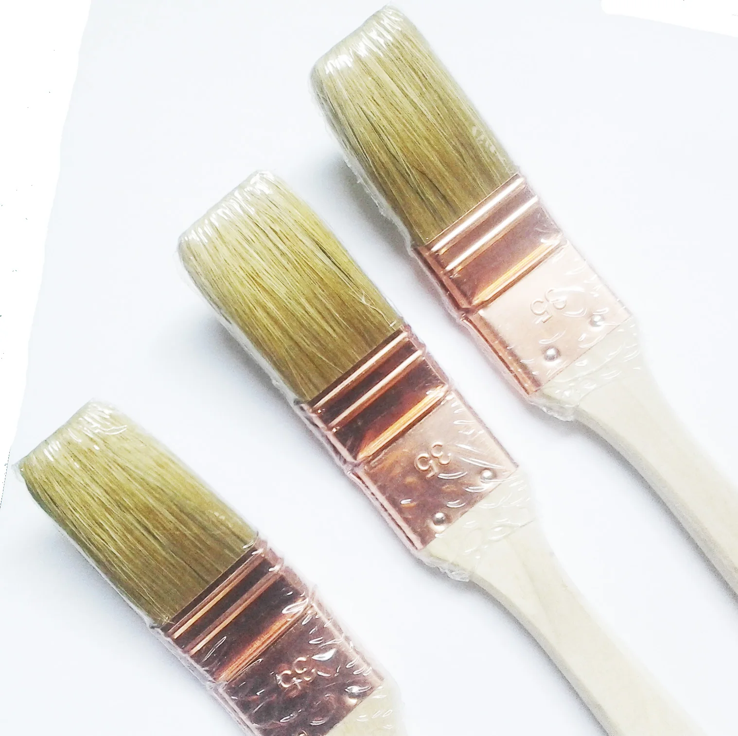 French Type Brass Plated Bent Angle Ferrule Mixed Wire Long Wood Handle Radiator Clean Paint Brush