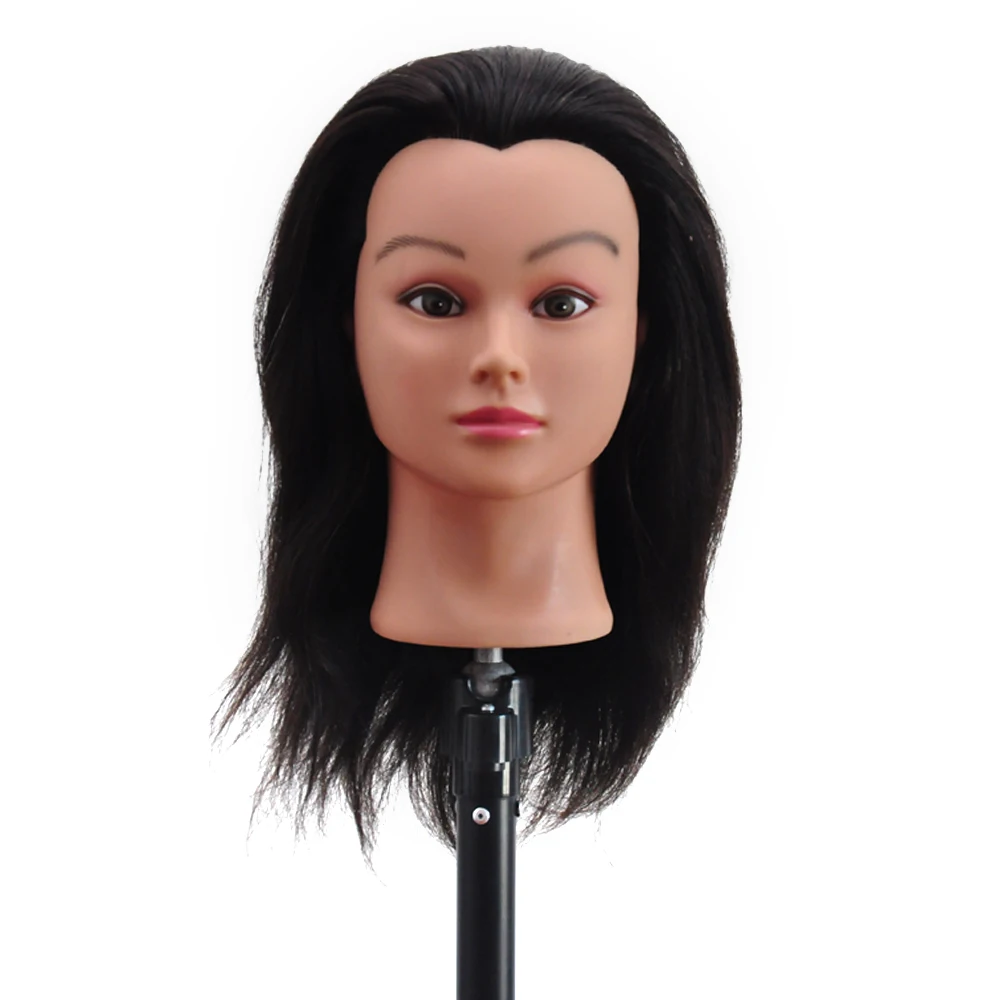 Mannequin Head 100% Human Hair Cosmetology Hairdressing Training Doll for Hair Styling