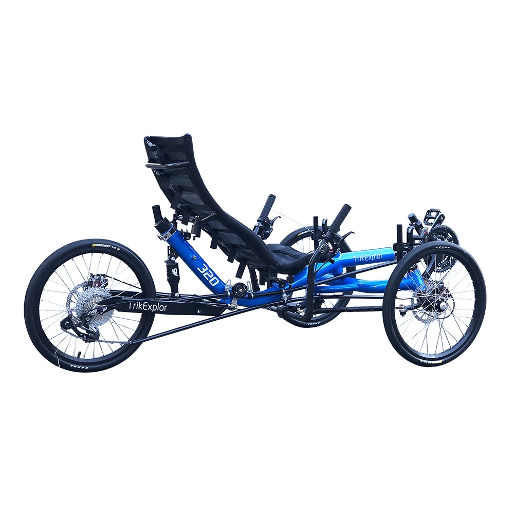 TrikExplor Free Shipping Three Wheel Touring 20 inch Road Bike Alloy Tricycle Recumbent with Rear Suspension