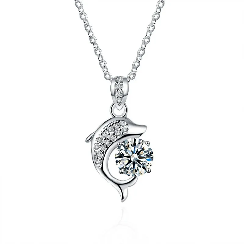 2023 Cute Dolphin Moissanite Necklace for Women Children  Pendants For Necklace