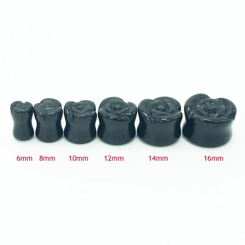 12 мм полированный новый дизайн натуральный драгоценный камень цветок Роза жажда черный агат серьги розовый Агат беруши