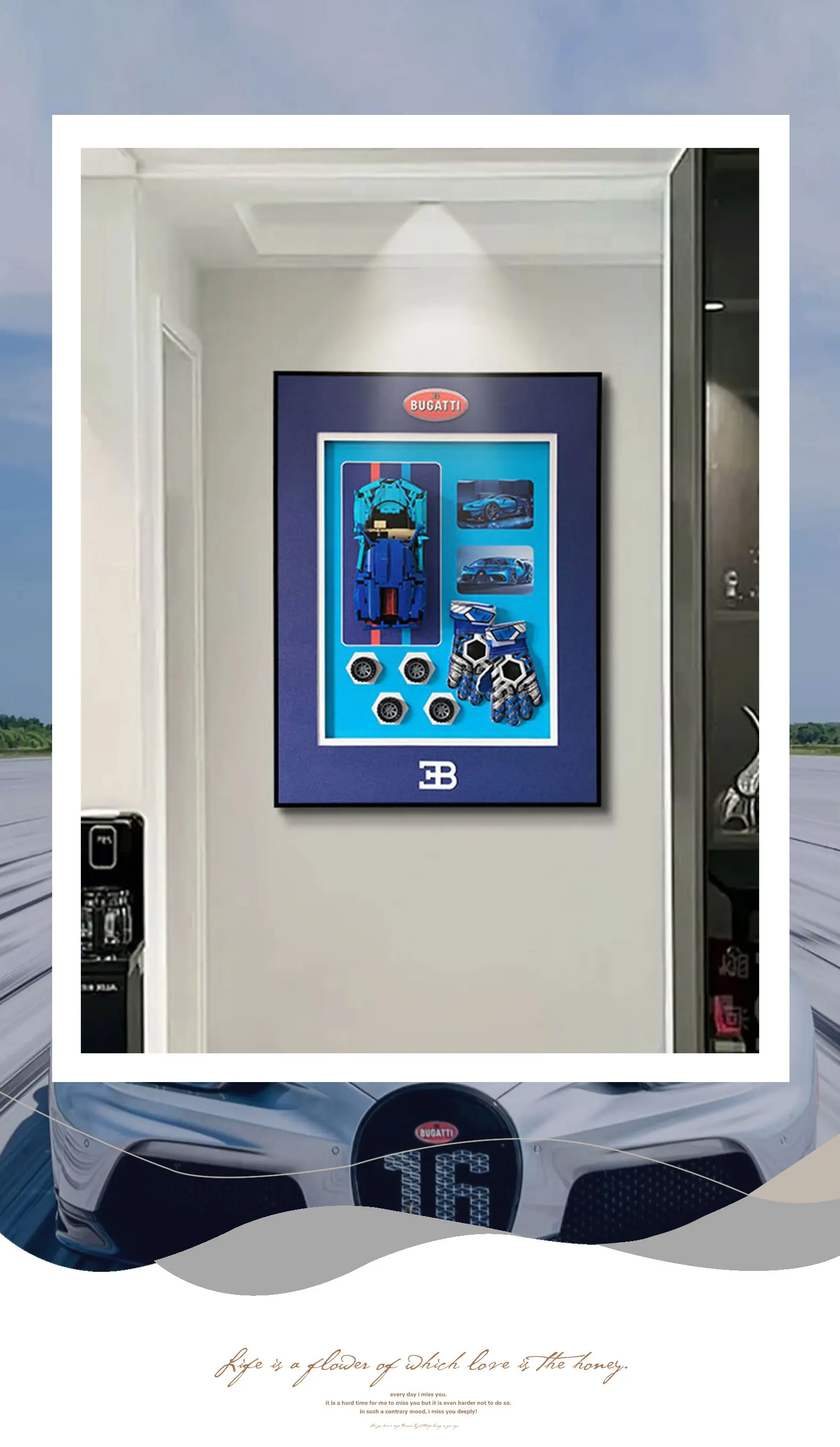 Современный Электрический многофункциональный дом дисплей спортивный автомобиль настенный стеллаж алюминиевый строительный блок концепция подвесного натюрморта