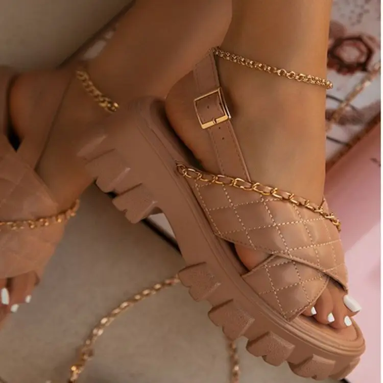 Factory New Cheap Latest Patent Leather Back Buckle Sandals Beach Casual Shoes  Plus Size Women Heightening Sandals