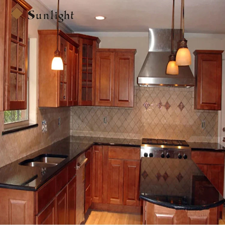 Customized Size Countertops High Quality Black Galaxy Worktop Solid Surface Kitchen Counter Tops