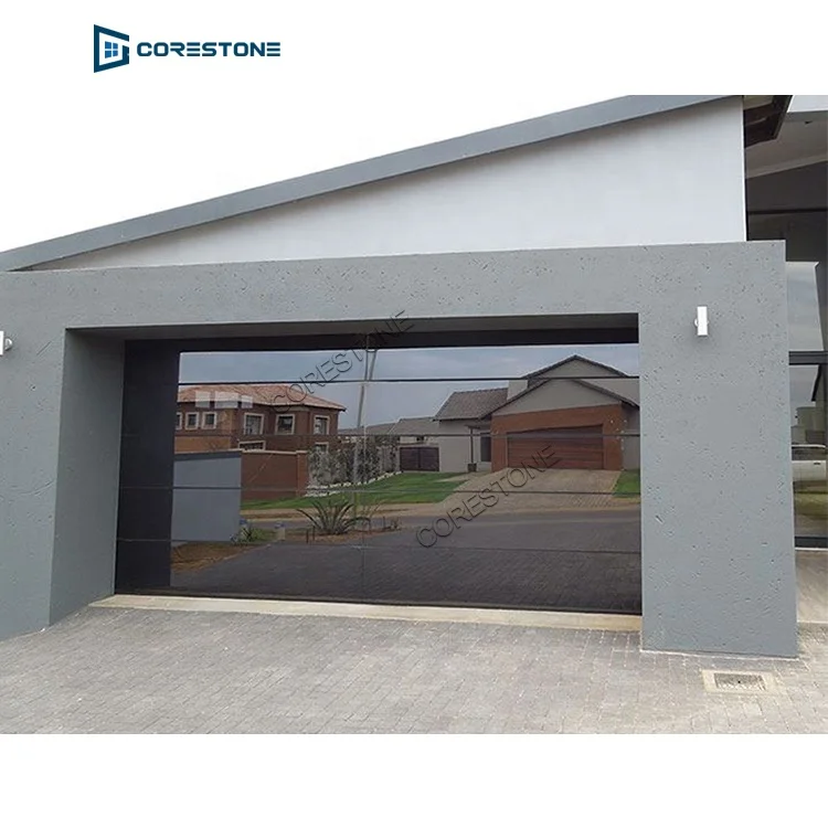 Garage door manufacture produce high quality frameless aluminum mirror reflective glass garage door