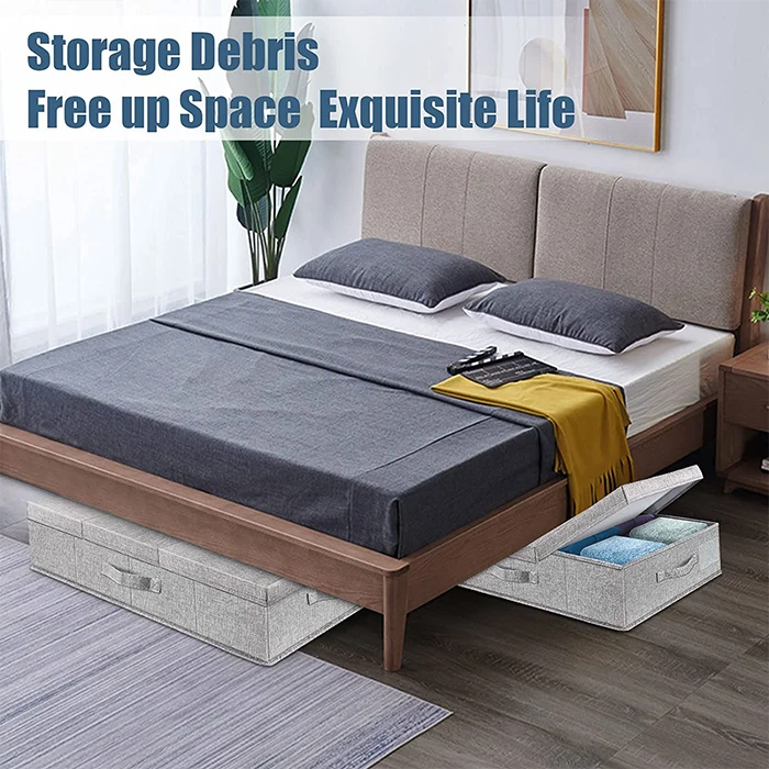 2 Pack Washable Polycarbonate Under Bed Storage Contaniners Bins Large Foldable Under Bed Storage Box Organizer