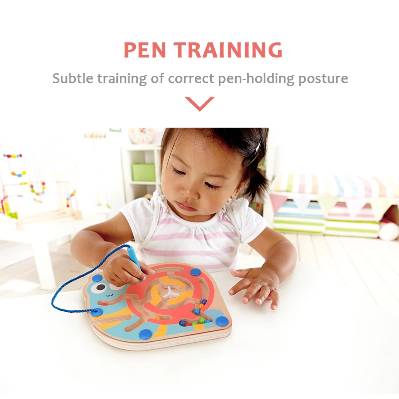 Baby Maze Wooden Montessori Game Kids Early Educational Interactive Wooden Toy Magnetic Blocks For Children Holiday Gifts