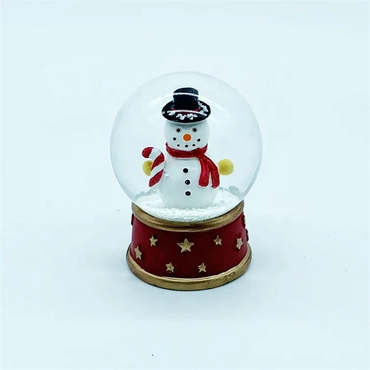
cheap custom design 45MM red resin glass crafts artificial snow globe with snowman inside for christmas home decorations 