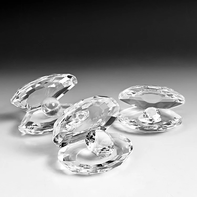 JY crystal crafts Wholesale Home Decorative Customized Crystal Seashell glass diamond with gift box