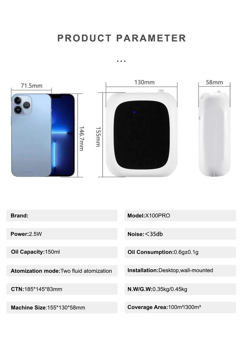 Top Sale 150Ml Commercial Home Portable Wall Mounted Battery Elevator Scent Air Aroma Diffuser Machine