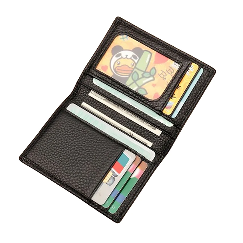 Black Square ID Clear Window Card Holders Pu leather Woman Wallet Custom Logo  for Men Credit Card Wallet