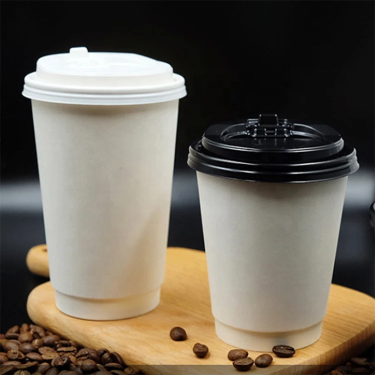 XYA Customized 8oz 16oz Craft Paper Cups Double Wall Kraft Paper Hot Coffee Plastic Cover Personalized Printing Hot Beverages
