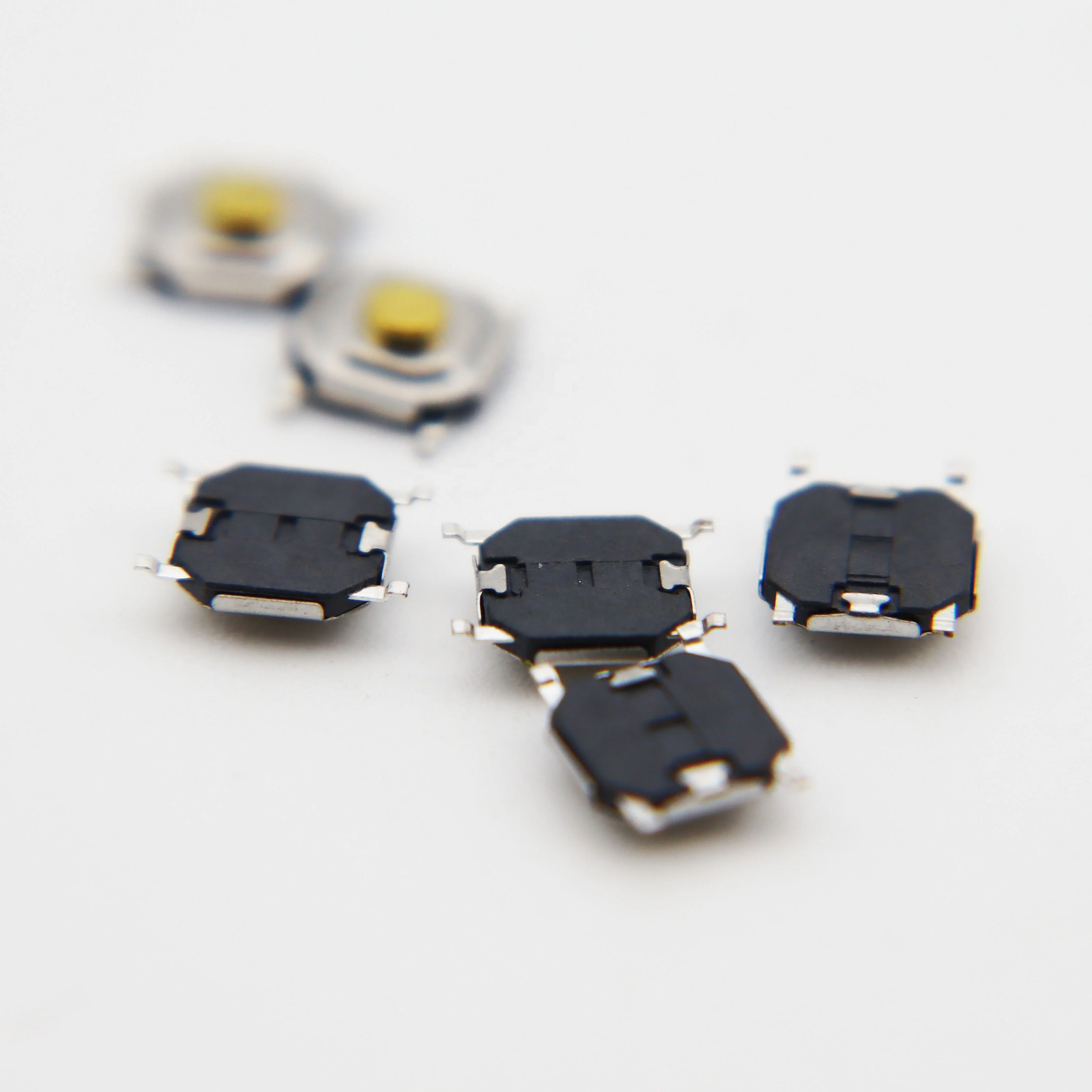 KFC-057 hot sale 4 pin white metal base yellow button with tact switch