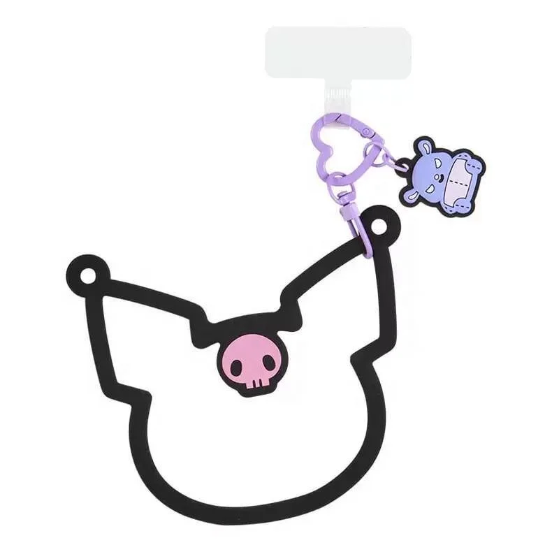 Kawaii Sanrios Mobile Phone Pendant Kuromi My Melody Cartoon Cinnamoroll Big Head Shape Silicone Ring Girls Gift Toy