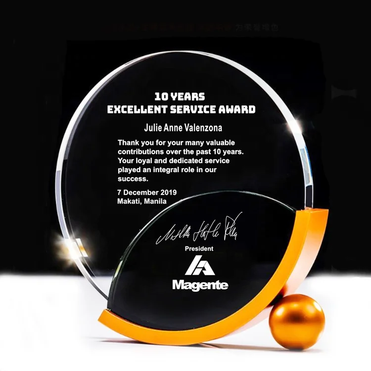 Customized creative crystal trophy medal Customized excellent employee metal trophy authorization plate