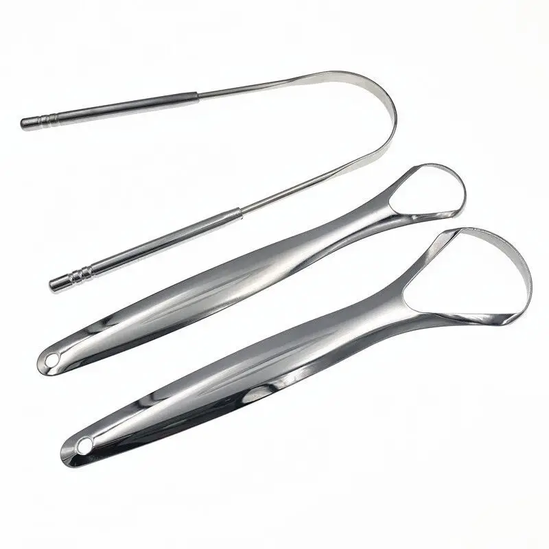 2022 Tongue Cleaning Stainless Steel Tongue Cleaner Metal Tongue Scraper Set For Fresher Breath