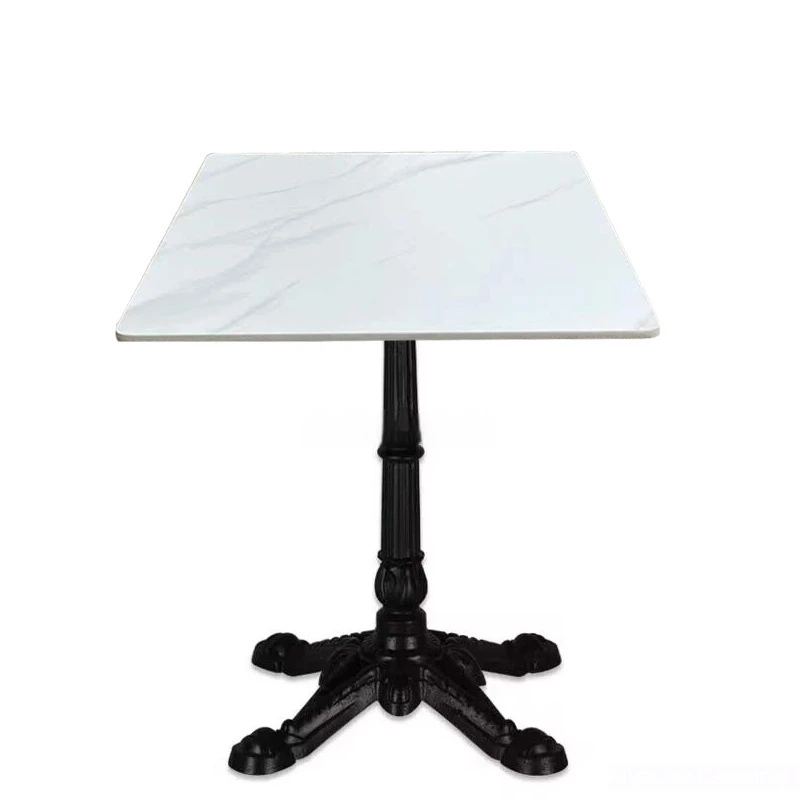 Commercial Use marble Restaurant Cafe Table Square marble Top Metal Base Dining Table for Restaurant