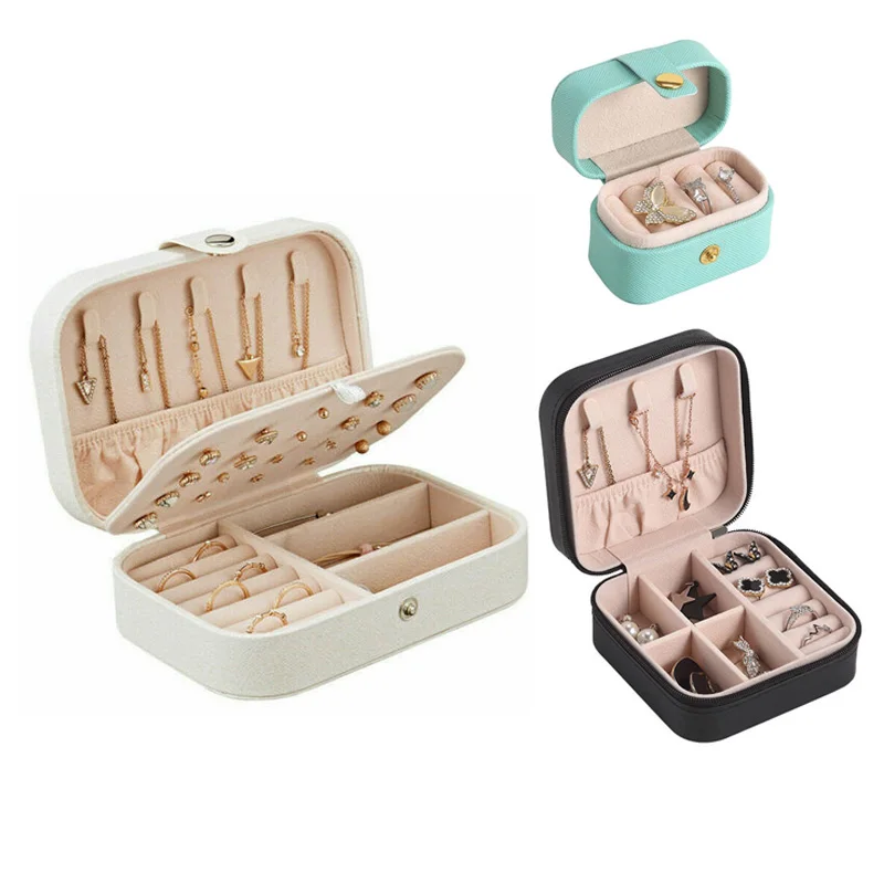 luxury portable storage organizer case gift boxes velvet small travel jewelry box