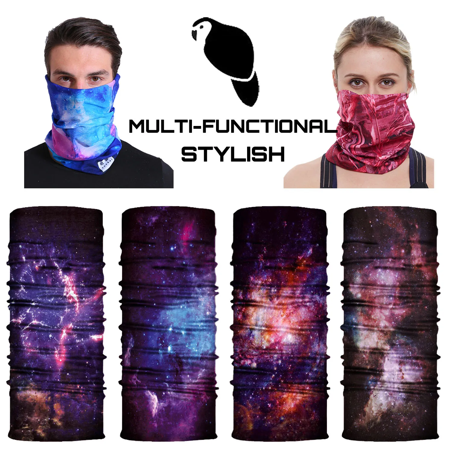 Multifunctional Stylish Star Universe Custom Seamless Polyester Bandana Face Bandana Neck Gaiter
