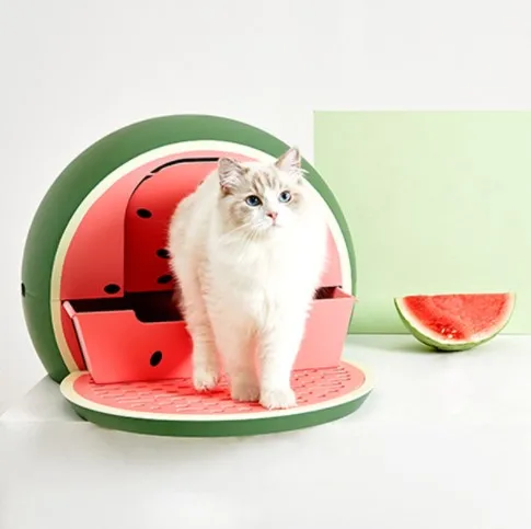 Wholesale watermelon shape fully enclosed cat toilet pet closed cat litter box