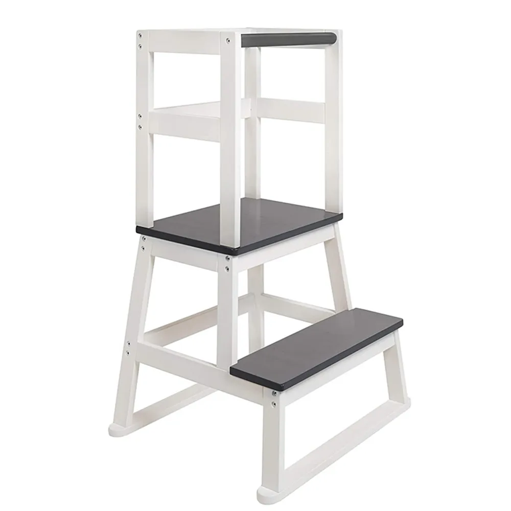  Bamboo Learning Tower with Safety Rail Kids Kitchen Step Stool
