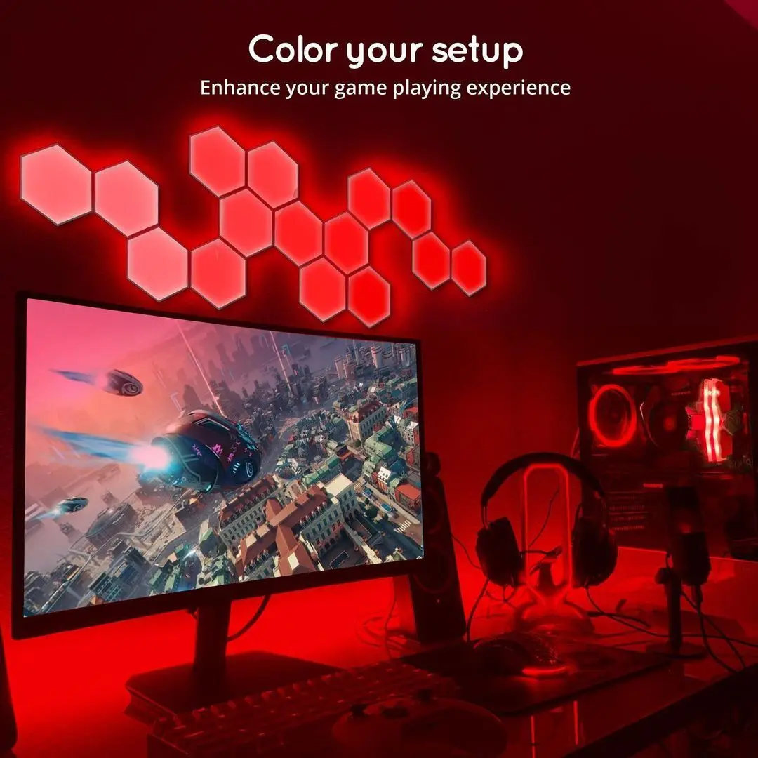 Gaming Room Lighting Decoration Aurora Effect Mobile Phone App Controlled Light Hexagonal Modular Honeycomb Led Modular Light