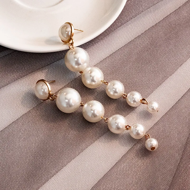 New Simple Plain Gold Metal Pearl Hoop Earrings For Women Unique Statement Big earings Fashion Party