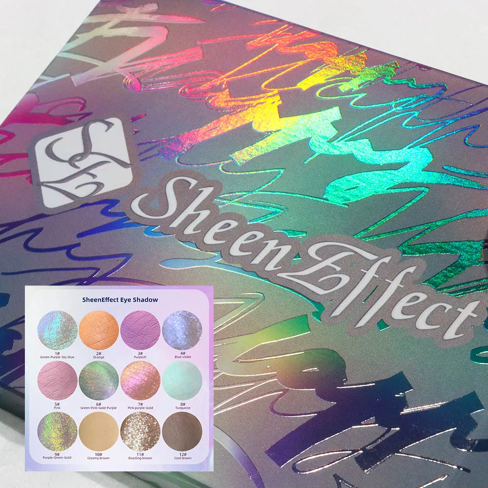 sheeneffect 12colors cream duochrome makeup eyeshadow palette matte shimmer highligter eyeshadow palette case