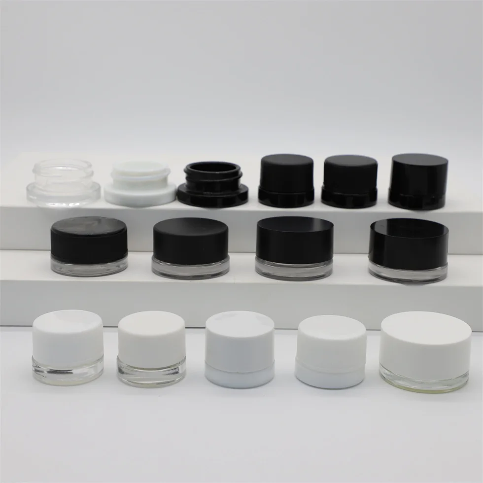 5ml factory custom square round white black glass jars for dry flower concentrate packaging smell proof rosin jar glass 9ml