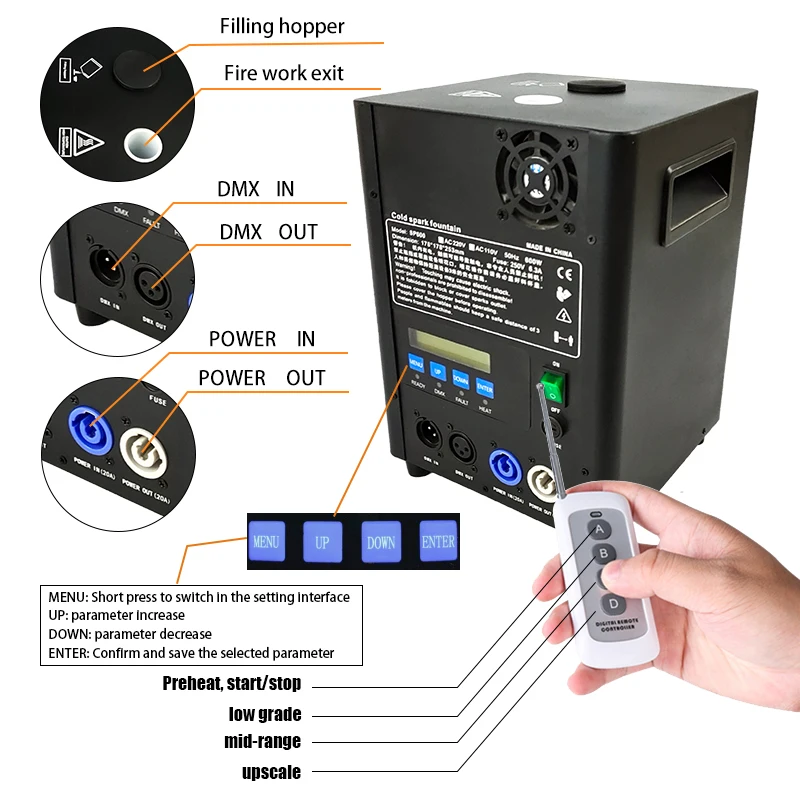 4PCS 600w Cold Spark Machine With Case Cold Fireworks Machine Wedding Birthday Cold Spark Machine