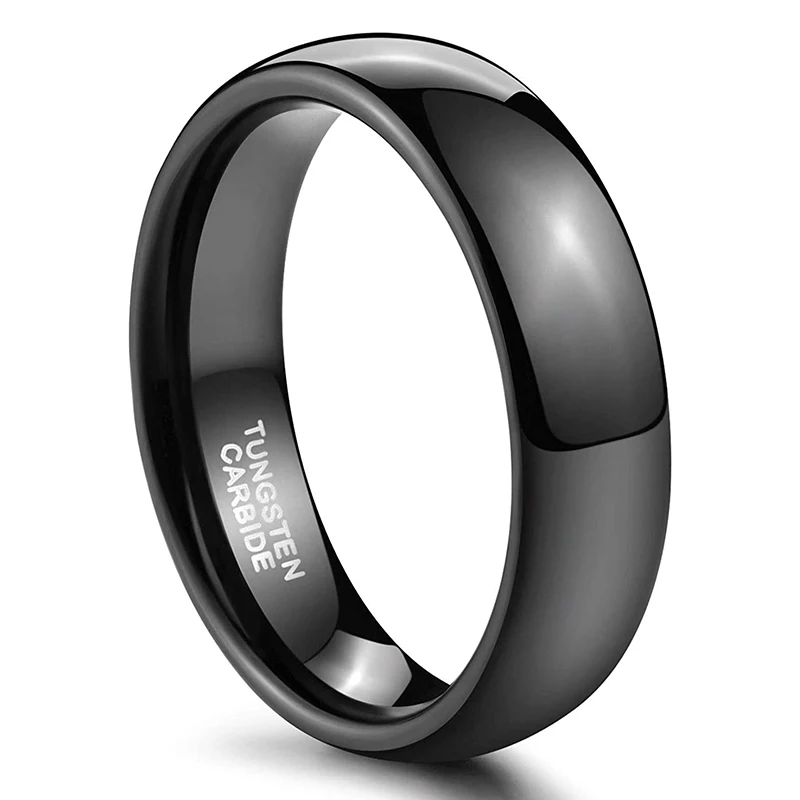 Wholesale Simple 2mm 4mm 6mm 8mm Dome Polish Black Tungsten Carbide Rings for Boy Girl Promise Ring