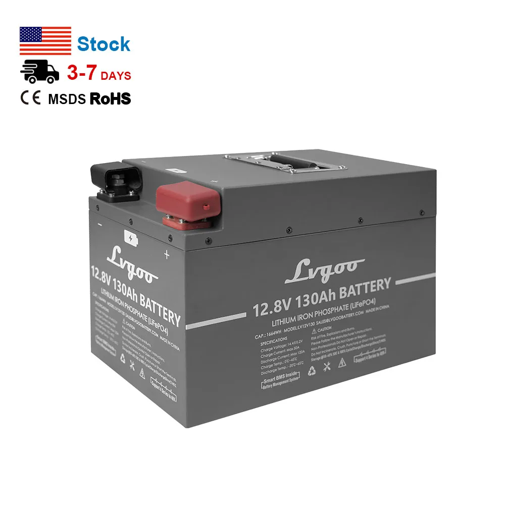 US Stock Hot Selling metal shell Lifepo4 12V 130ah lifopo4 lithium battery super capacitor battery